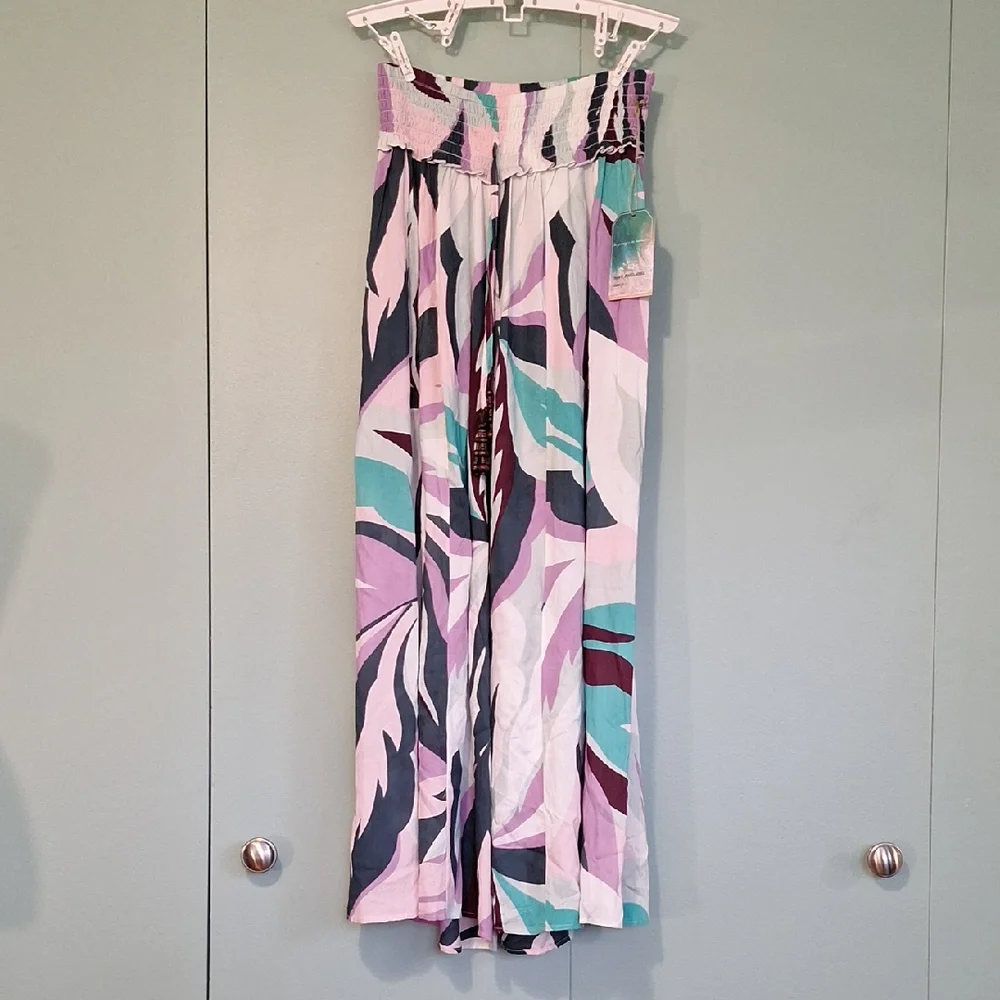 Nwt Free Destinations Purple And Blue Flowy Summer Beach Pant Size Large - Picture 1 of 8